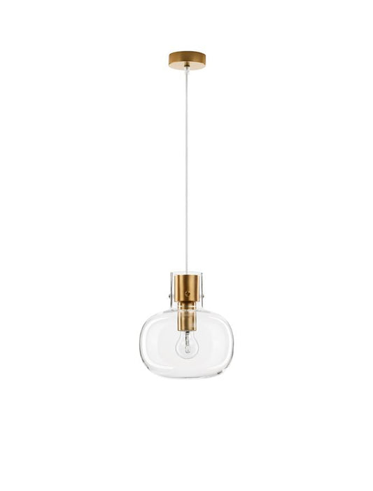CIN Clear Glass & Brass Gold Metal Single Pendant - ID 11800