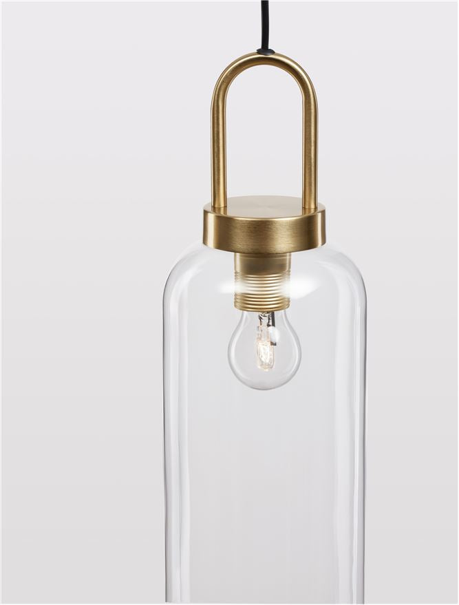 IRV Clear Glass & Brass Gold Metal Single Long Pendant - ID 11851