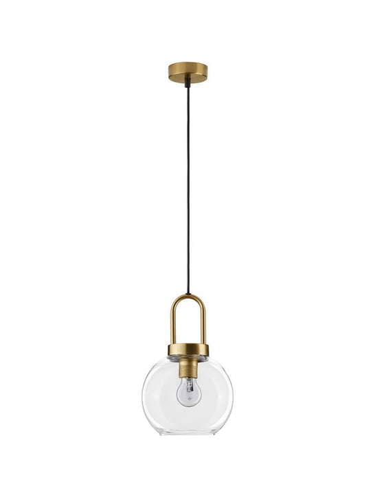 IRV Clear Glass & Brass Gold Metal Single Pendant - ID 11850