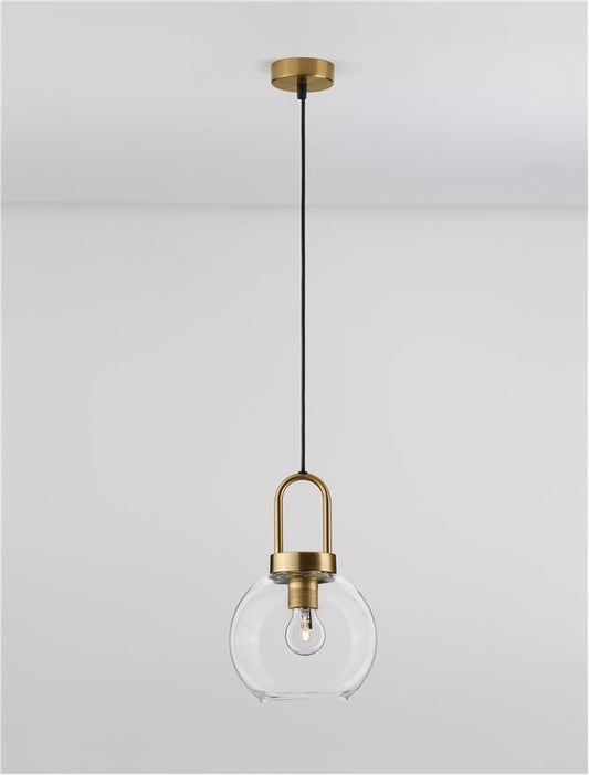 IRV Clear Glass & Brass Gold Metal Single Pendant - ID 11850