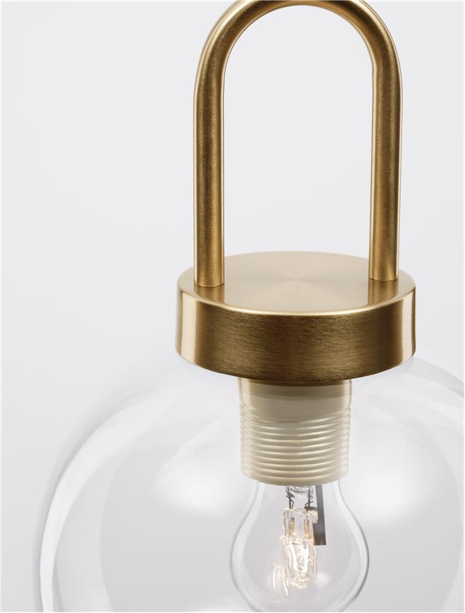 IRV Clear Glass & Brass Gold Metal Single Pendant - ID 11850
