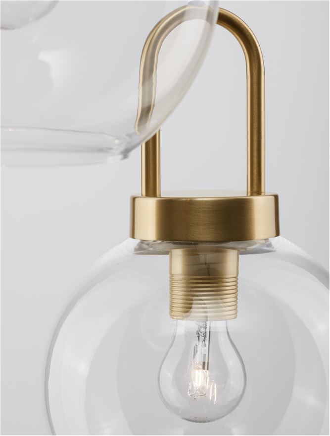 IRV Clear Glass & Brass Gold Metal 3 Lamp Multi Pendant - ID 11849
