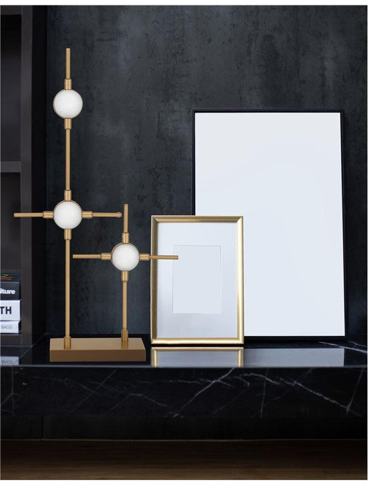 ATO Black & Gold Metal & Acrylic 3 Lamp Molecule Table Light - ID 10081