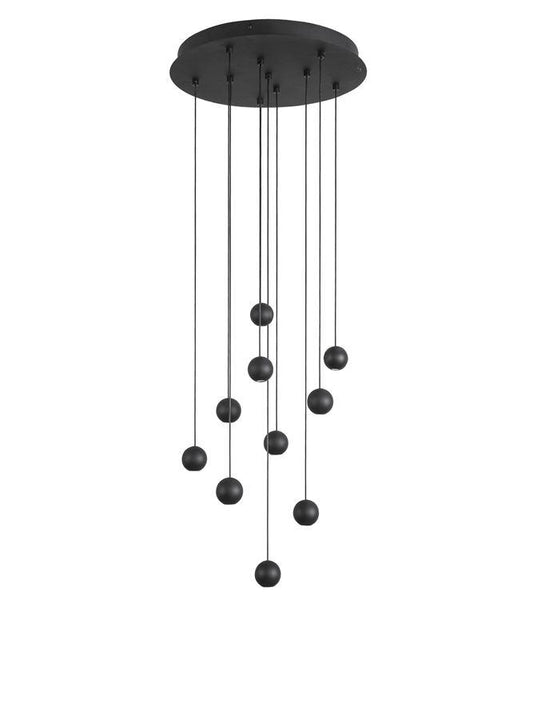 NOC Black Aluminium & Fabric Wire 10 Lamp Cluster Pendant - ID 9957