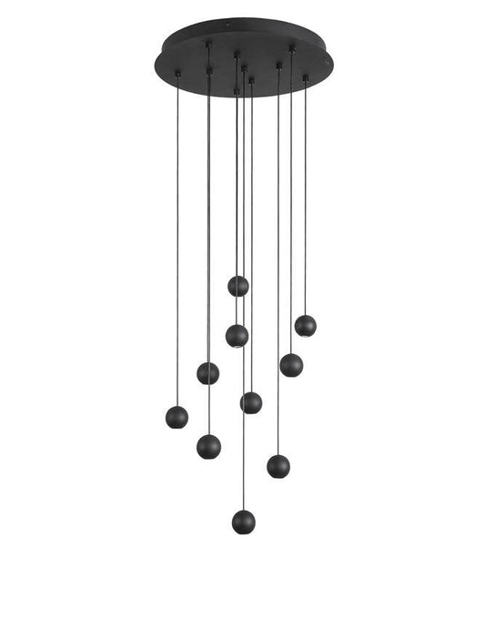NOC Black Aluminium & Fabric Wire 10 Lamp Cluster Pendant - ID 9957