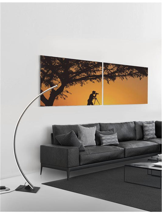 BRET Sandy Black Aluminium & Acrylic Edged Arched Floor Light - ID 10435