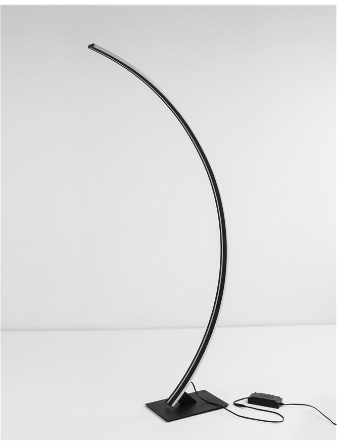 BRET Sandy Black Aluminium & Acrylic Edged Arched Floor Light - ID 10435