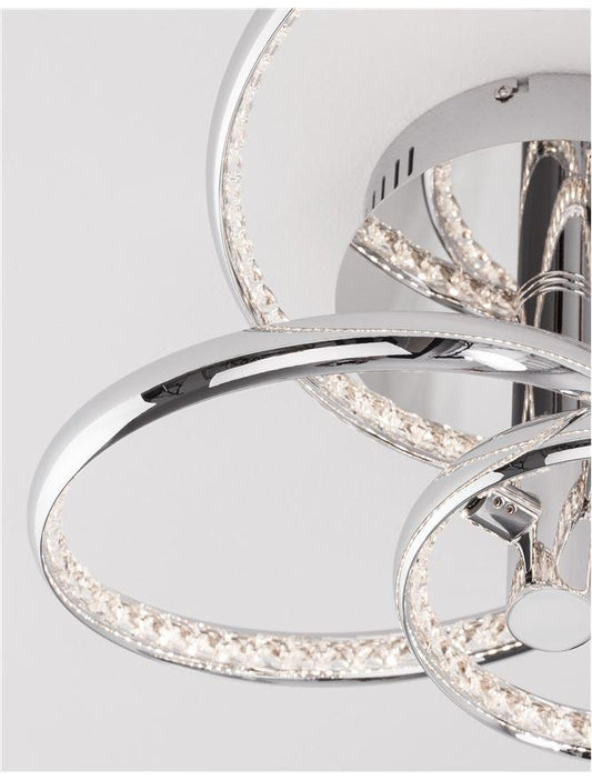 NET Chrome Aluminium & Crystal Three Ring Dimmable Semi-Flush Ceiling Light - ID 10472
