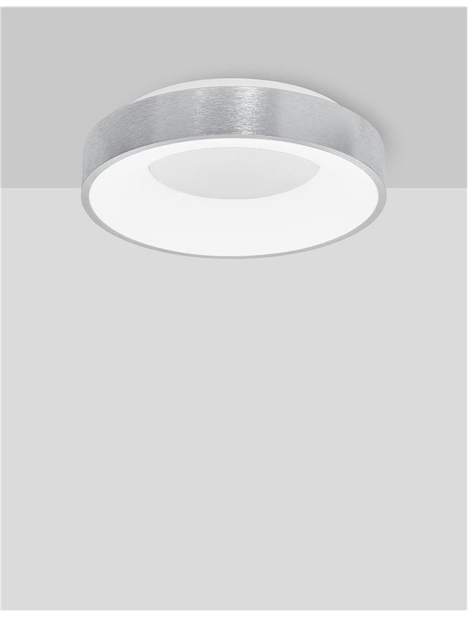 RAN Brushed Silver Aluminium & Acrylic Dimmable Warm Light Ring Flush Small - ID 10613