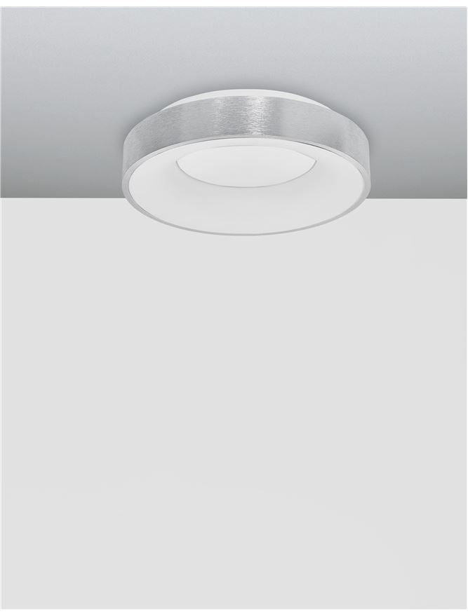 RAN Brushed Silver Aluminium & Acrylic Dimmable Warm Light Ring Flush Small - ID 10613