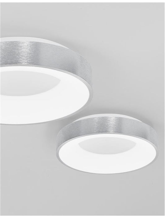 RAN Brushed Silver Aluminium & Acrylic Dimmable Warm Light Ring Flush Small - ID 10613