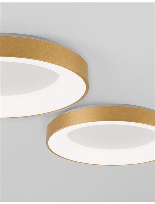 RAN Brushed Gold Aluminium & Acrylic Dimmable Warm Light Ring Flush Large - ID 10620