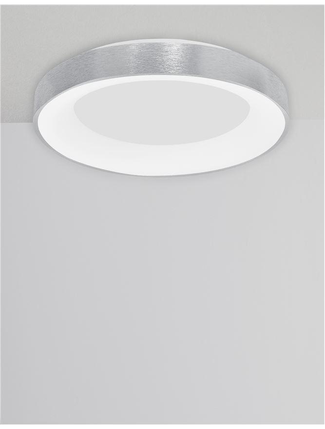 RAN Brushed Silver Aluminium & Acrylic Dimmable Warm Light Ring Flush Large - ID 10618