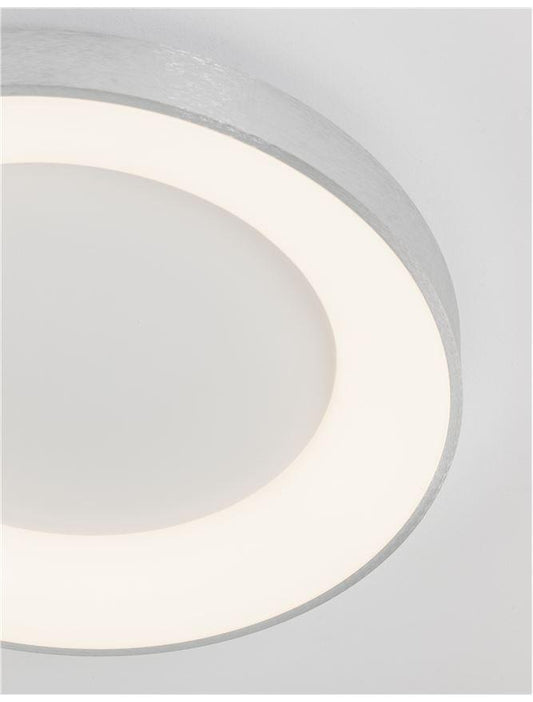 RAN Brushed Silver Aluminium & Acrylic Dimmable Warm Light Ring Flush Large - ID 10618
