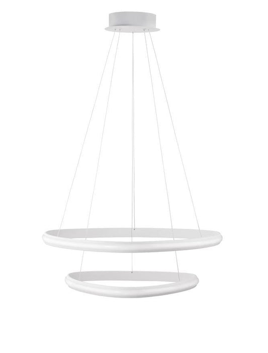ARI Dimmable Sandy White Aluminium & Acrylic Double Ring Pendant - ID 10223
