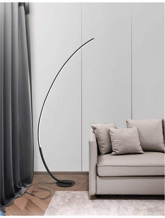 PREM Sandy Black Aluminium & Acrylic Arched Floor Light - ID 10437