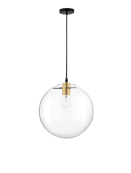 MIR Clear Glass & Gold Metal Medium Single Orb Pendant - ID 10002