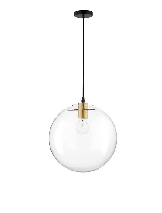 MIR Clear Glass & Gold Metal Large Single Orb Pendant - ID 10003