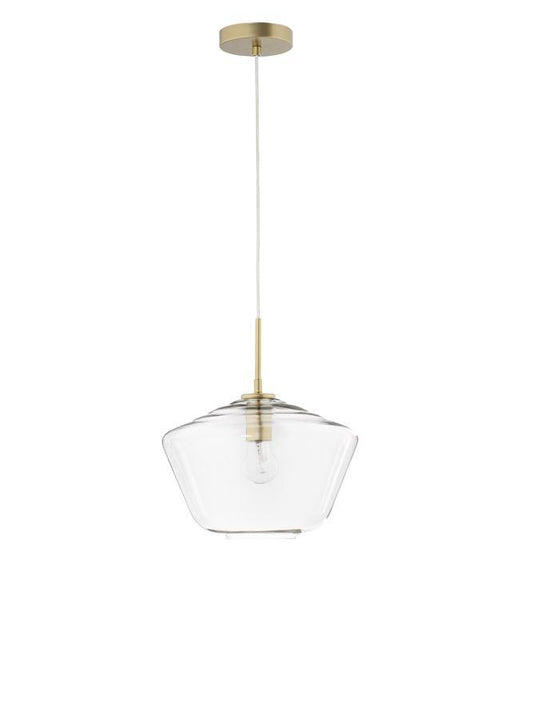 PRI Clear Glass & Gold Metal Single Pendant - ID 10000