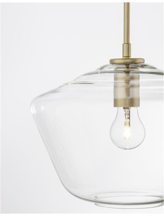 PRI Clear Glass & Gold Metal Single Pendant - ID 10000