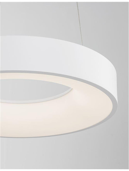 RAN Sandy White Aluminium & Acrylic Dimmable Warm Light Ring Pendant Small - ID 10423