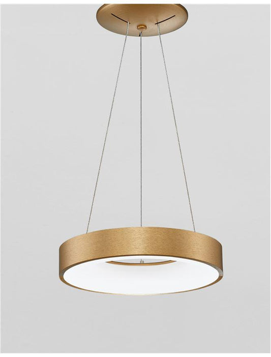 RAN Brushed Gold Aluminium & Acrylic Dimmable Warm Light Ring Pendant Small - ID 10424