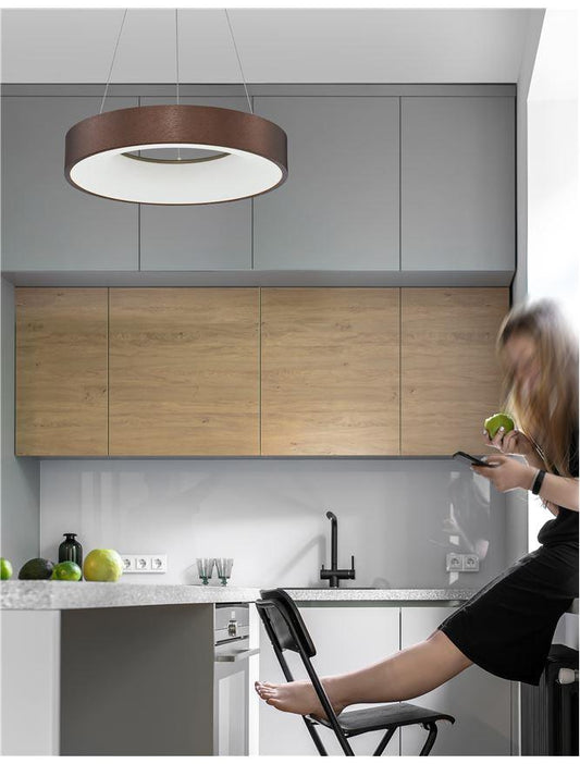 RAN Brushed Coffee Aluminium & Acrylic Dimmable Warm Light Ring Pendant Small - ID 10425