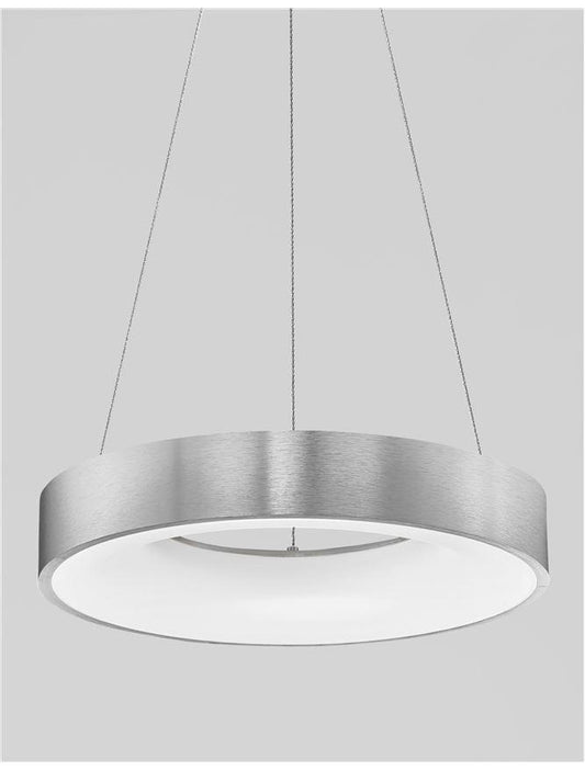 RAN Brushed Silver Aluminium & Acrylic Dimmable Warm Light Ring Pendant Small - ID 10426