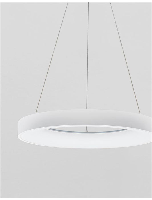 RAN Sandy White Aluminium & Acrylic Dimmable Warm Light Ring Pendant Large - ID 10417