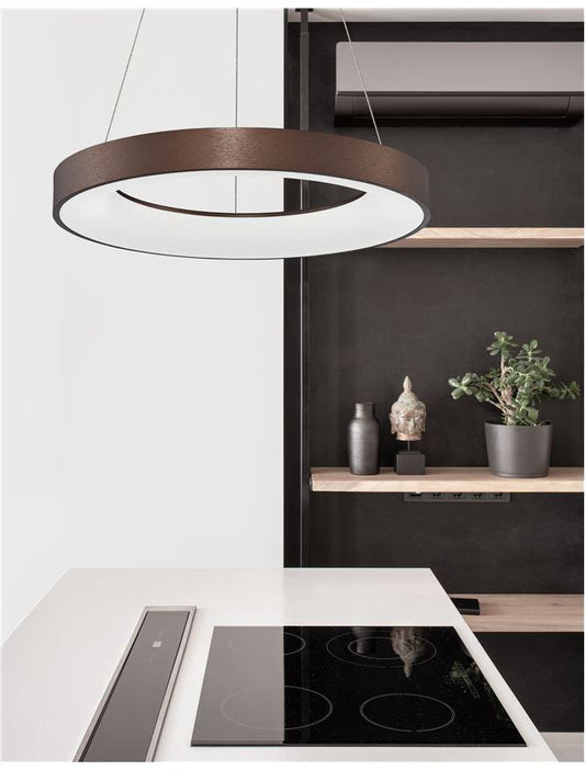 RAN Brushed Coffee Aluminium & Acrylic Dimmable Warm Light Ring Pendant Large - ID 10420