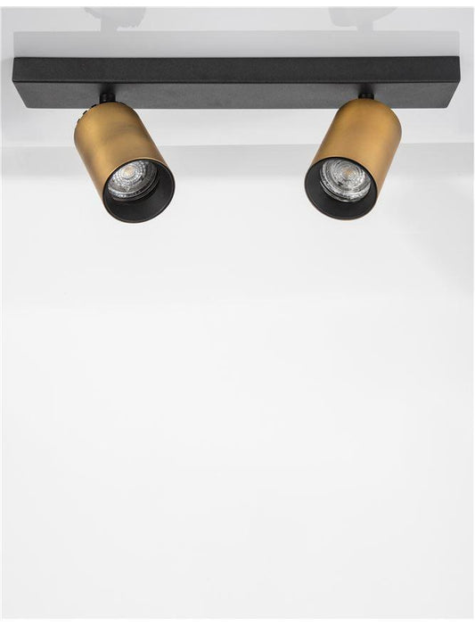 NL Black & Satin Gold Double GU10 spotlight - ID 10670