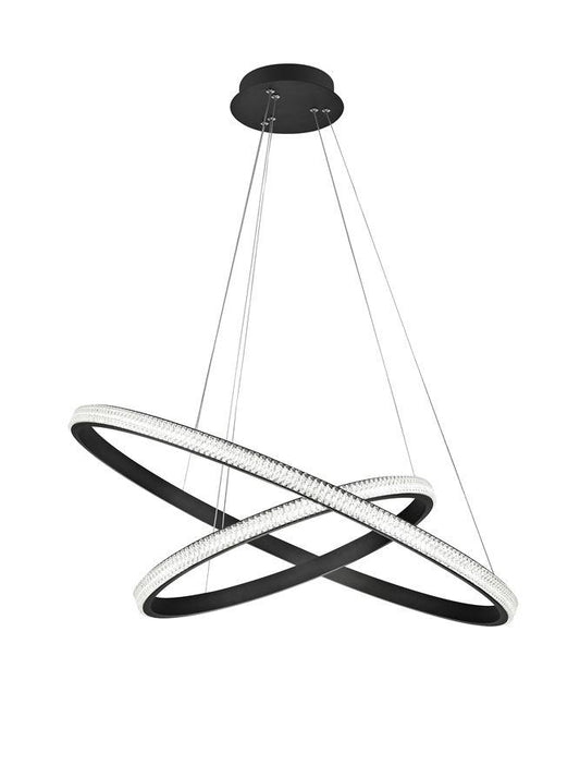 NAG Dimmable Double Ring Pendant Light In Sandy Black Aluminium & Acrylic - ID 9992