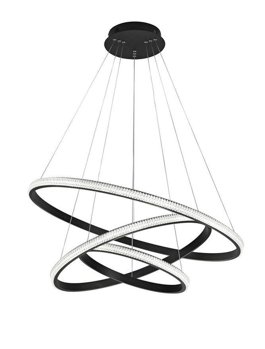 NAG Dimmable Triple Ring Pendant Light Sandy Black Aluminium & Acrylic - ID 9993