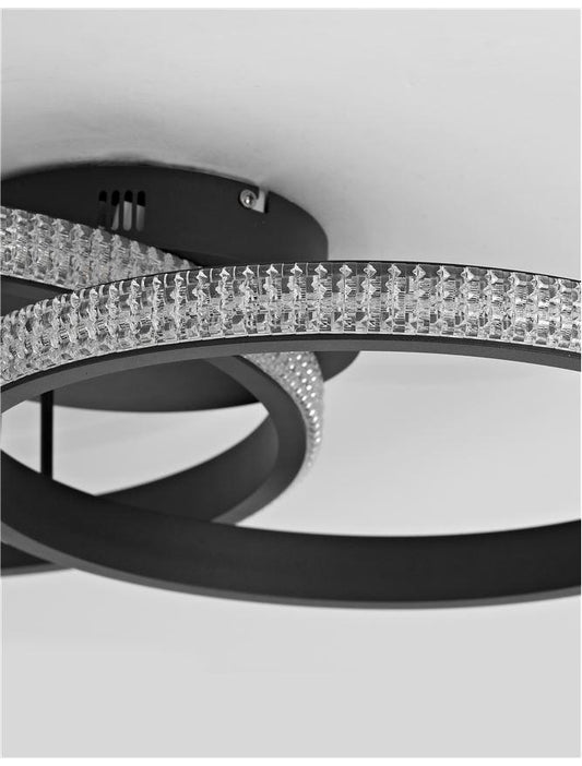 NAG Double Ring Ceiling Light In Sandy Black Aluminium & Acrylic - ID 10233