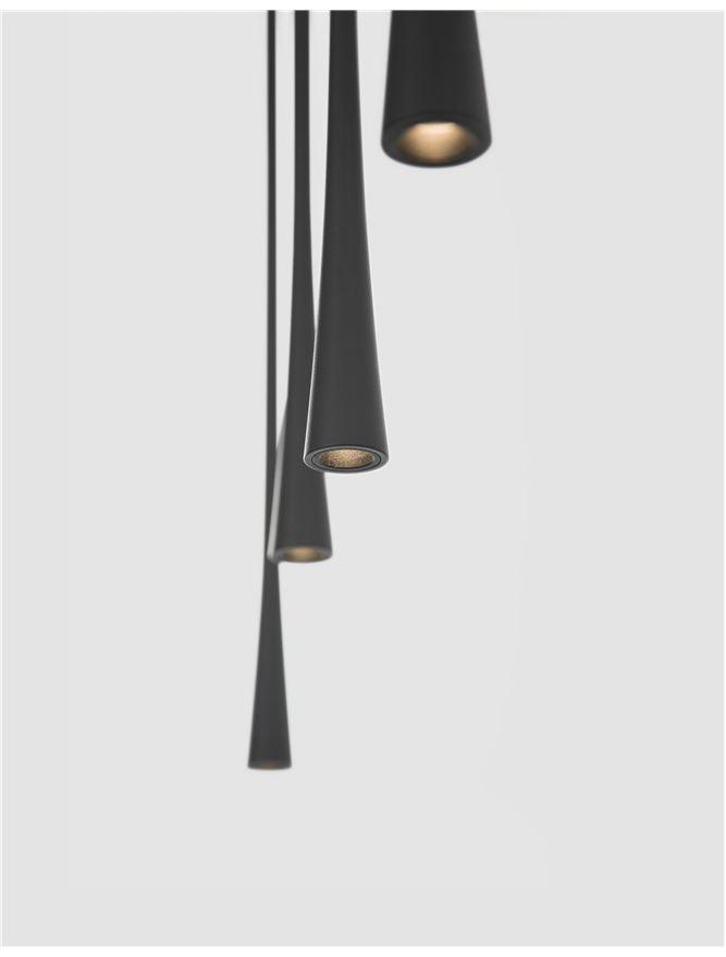 GOC Black Metal & Fabric Wire Flute 5 Lamp Linear Bar Pendant - ID 9963