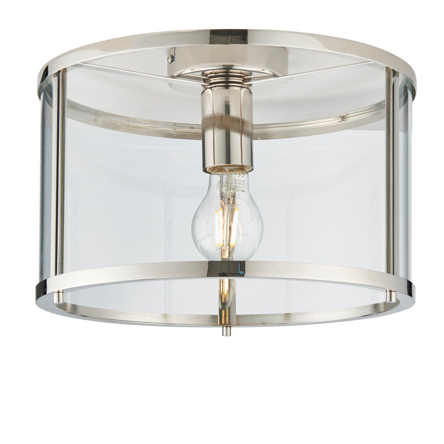 Nickel & Clear Glass Flush 1 Lamp Ceiling lantern - ID 11585