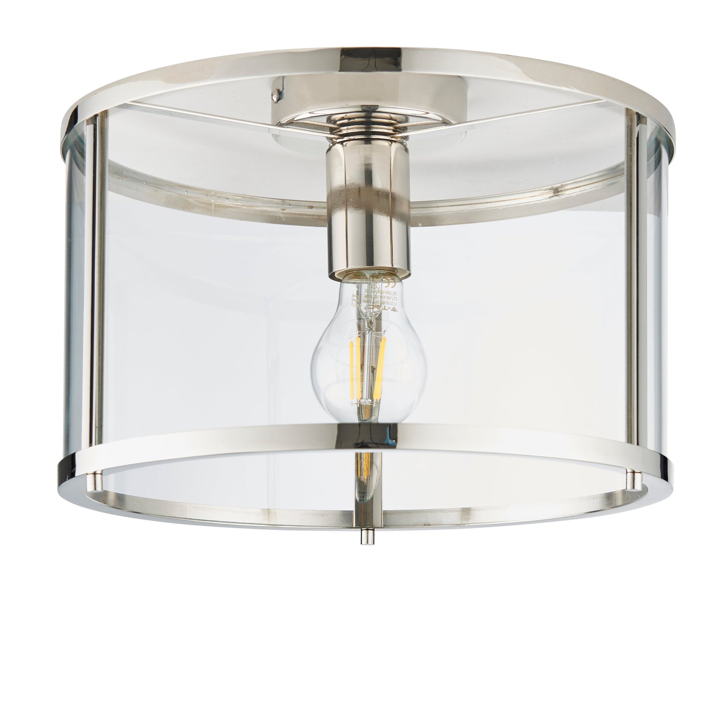 Nickel & Clear Glass Flush 1 Lamp Ceiling lantern - ID 11585