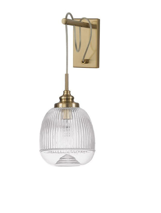 MON Clear Lined Enclosed Glass & Gold Metal Single Wall Light - ID 10030