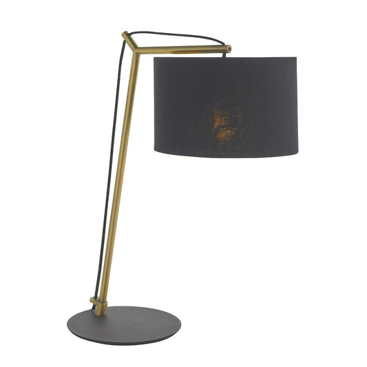 Leaning Matt Brass Table Lamp with Black Shade - ID 11029