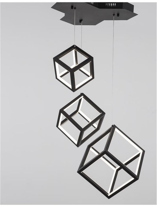GAB Sandy Black Aluminium & Silicone Cube Multiple Drop Pendant - ID 10186