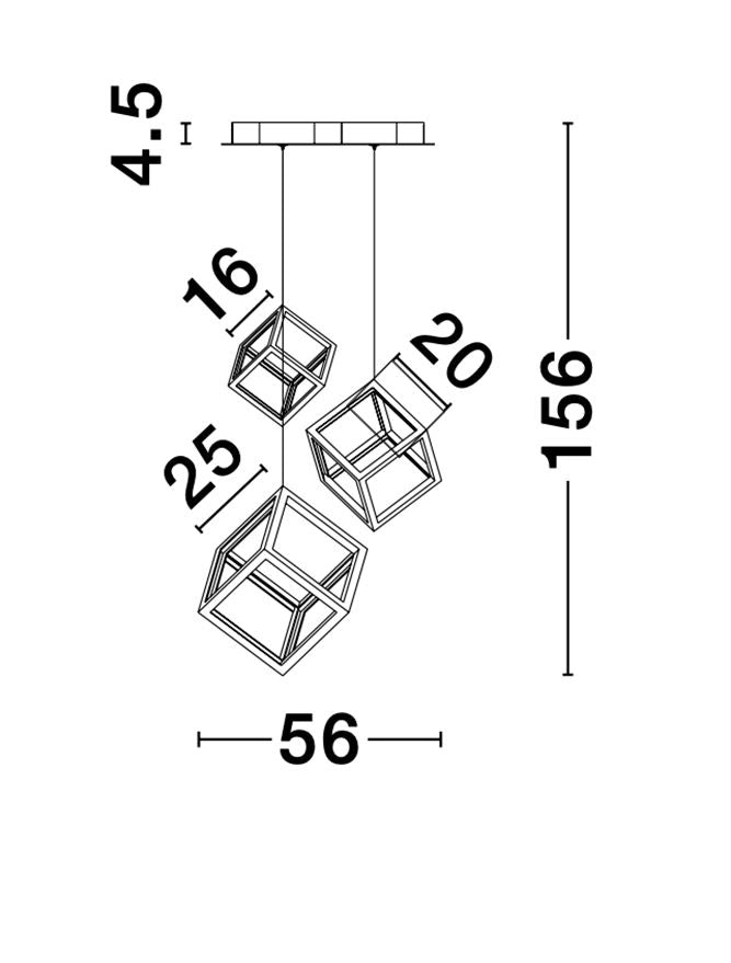 GAB Sandy Black Aluminium & Silicone Cube Multiple Drop Pendant - ID 10186