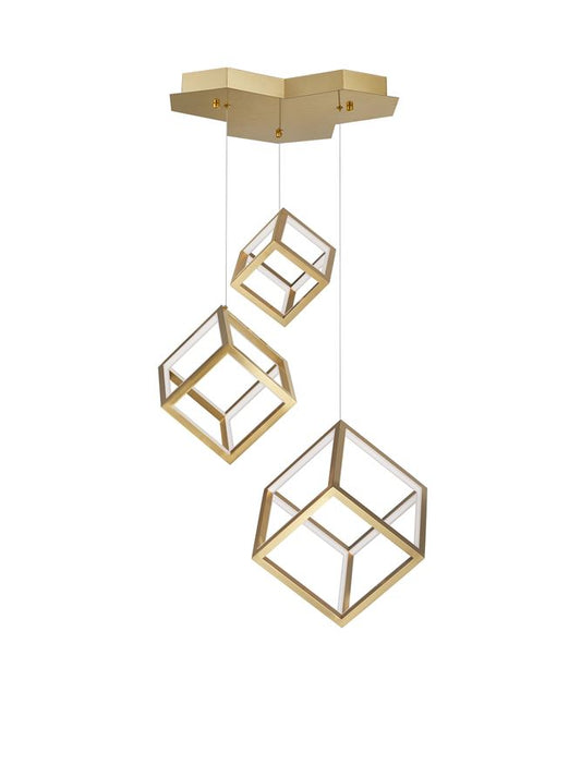 GAB Gold Aluminium & Silicone Cube Multiple Drop Pendant - ID 10182