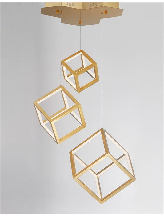 GAB Gold Aluminium & Silicone Cube Multiple Drop Pendant - ID 10182