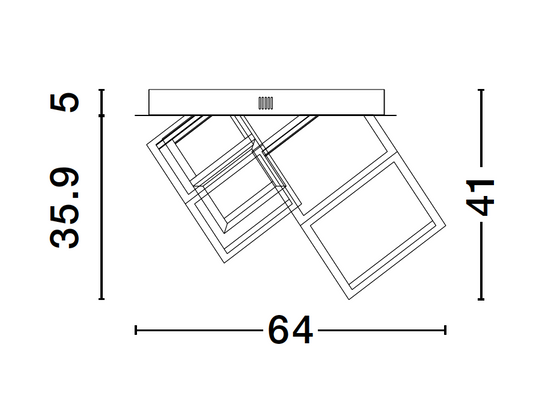 GAB Gold Aluminium & Silicone Cube Semi-Flush Ceiling Light - ID 10184