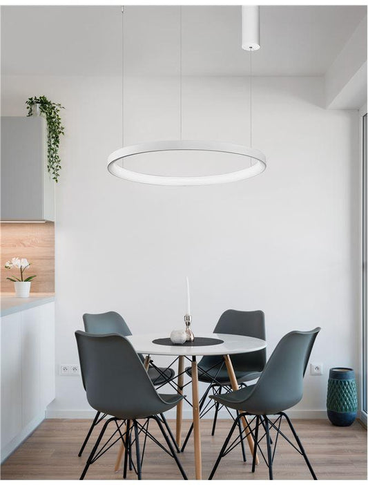 PER Dimmable Sandy White Aluminium & Acrylic Thin Ring Pendant Small - ID 10216