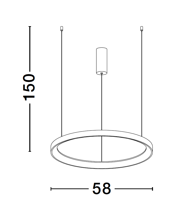 PER Dimmable Sandy Black Aluminium & Acrylic Thin Ring Pendant Medium - ID 10220