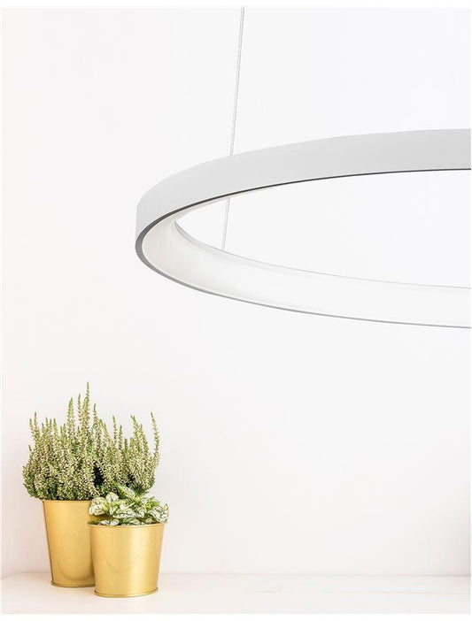 PER Dimmable Sandy White Aluminium & Acrylic Thin Ring Pendant Large - ID 10218