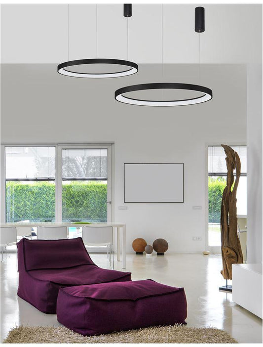PER Dimmable Sandy Black Aluminium & Acrylic Thin Ring Pendant Large - ID 10221