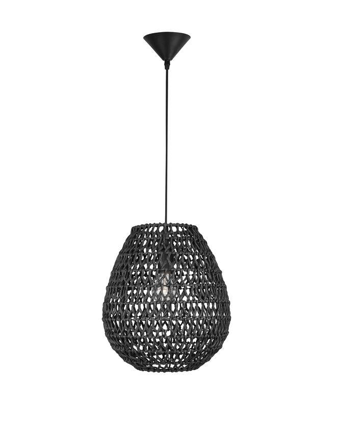 GRI Black Paper With Black Fabric Cable & Base Single Pendant - ID 10444
