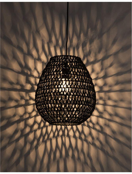 GRI Black Paper With Black Fabric Cable & Base Single Pendant - ID 10444